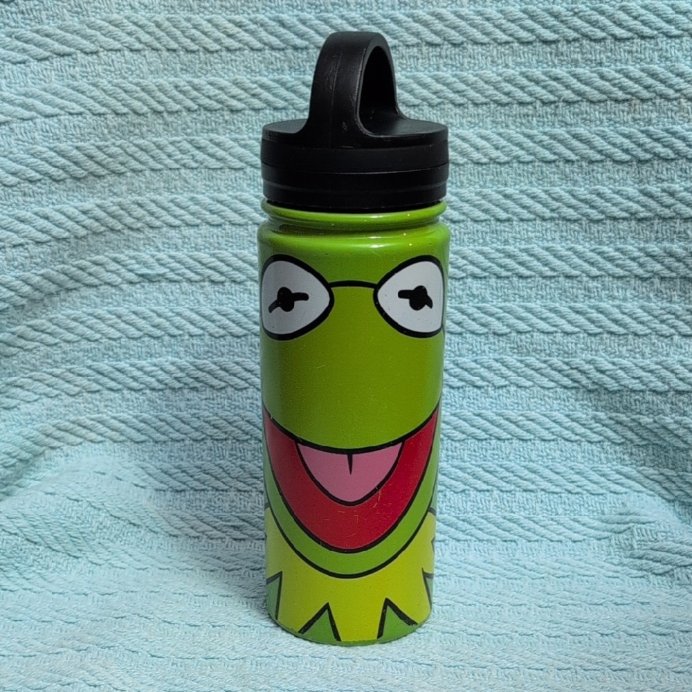 Disney Kermit The Frog Green Stainless Water Bottle with Character Accent
